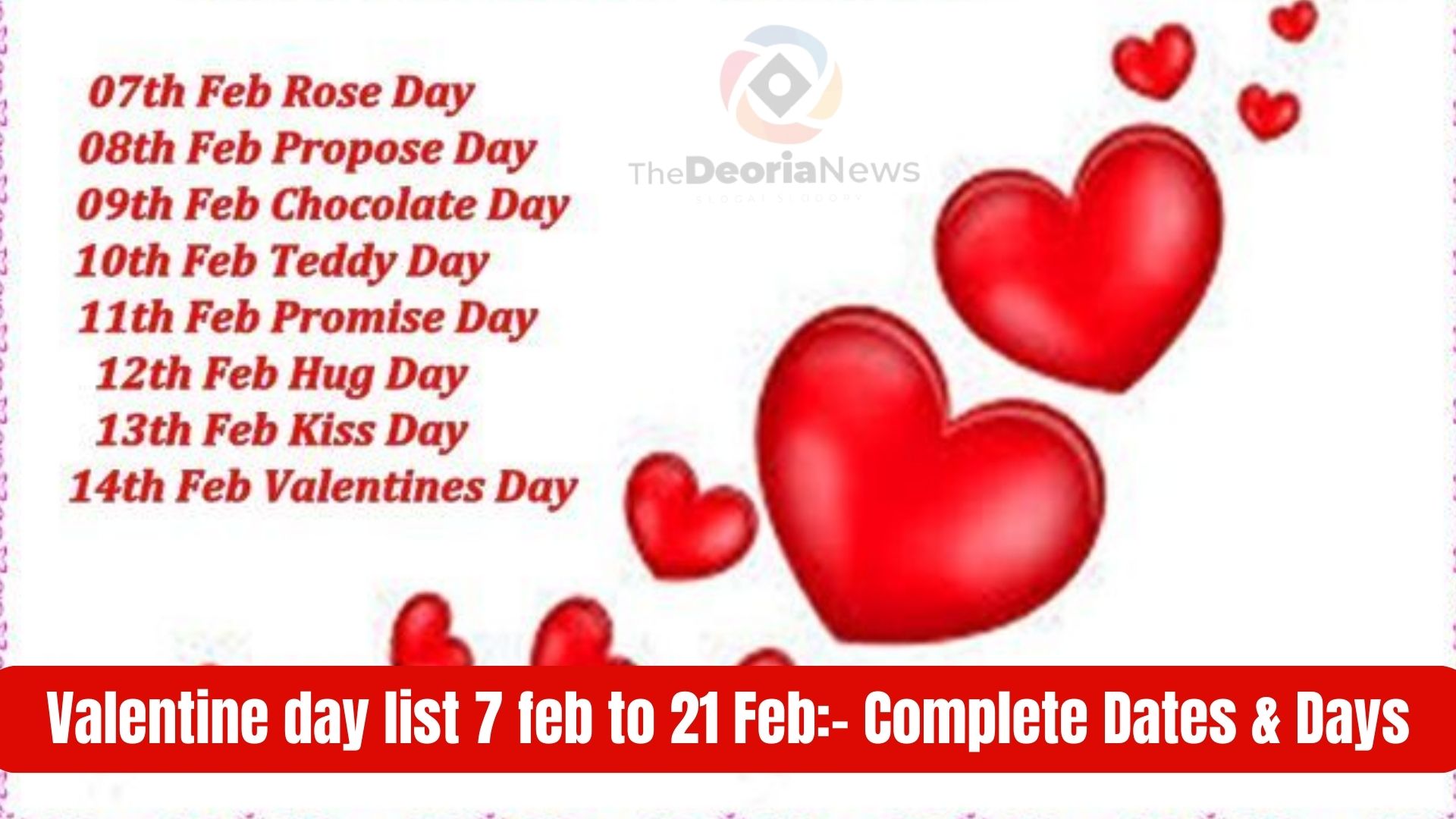 Valentine day list 7 feb to 21 Feb- Complete Dates & Days